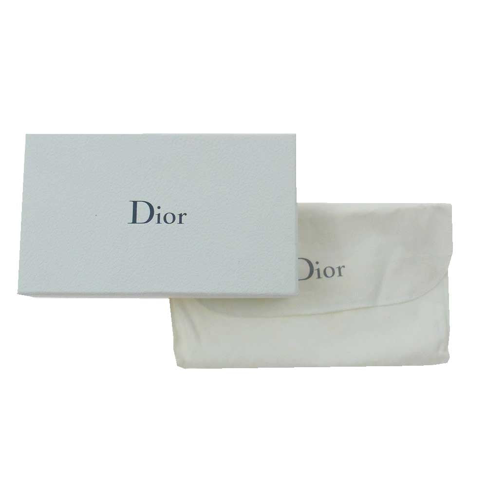 Christian Dior クリスチャンディオール カナージュ チャーム付き ラウンドジップ ウォレット 長財布 オレンジ系【中古】