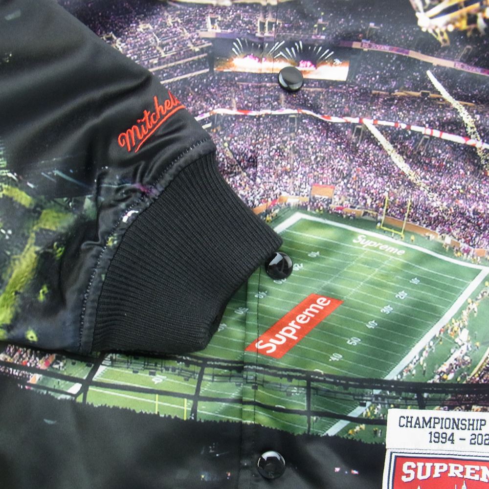 Supreme シュプリーム × Mitchell & Ness ミッチェルアンドネス 22SS STADIUM Satin VARSITY Jacket スタジアム サテン バーシティ ジャケット マルチカラー系 M【中古】