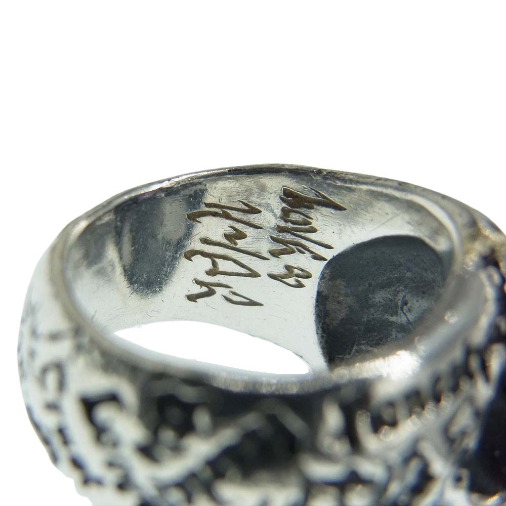 BILL WALL LEATHER ビルウォールレザー 18Kオーバーレイカスタム ストーンアイ グラフィティ グッドラックスカル リング シルバー系 8号【中古】