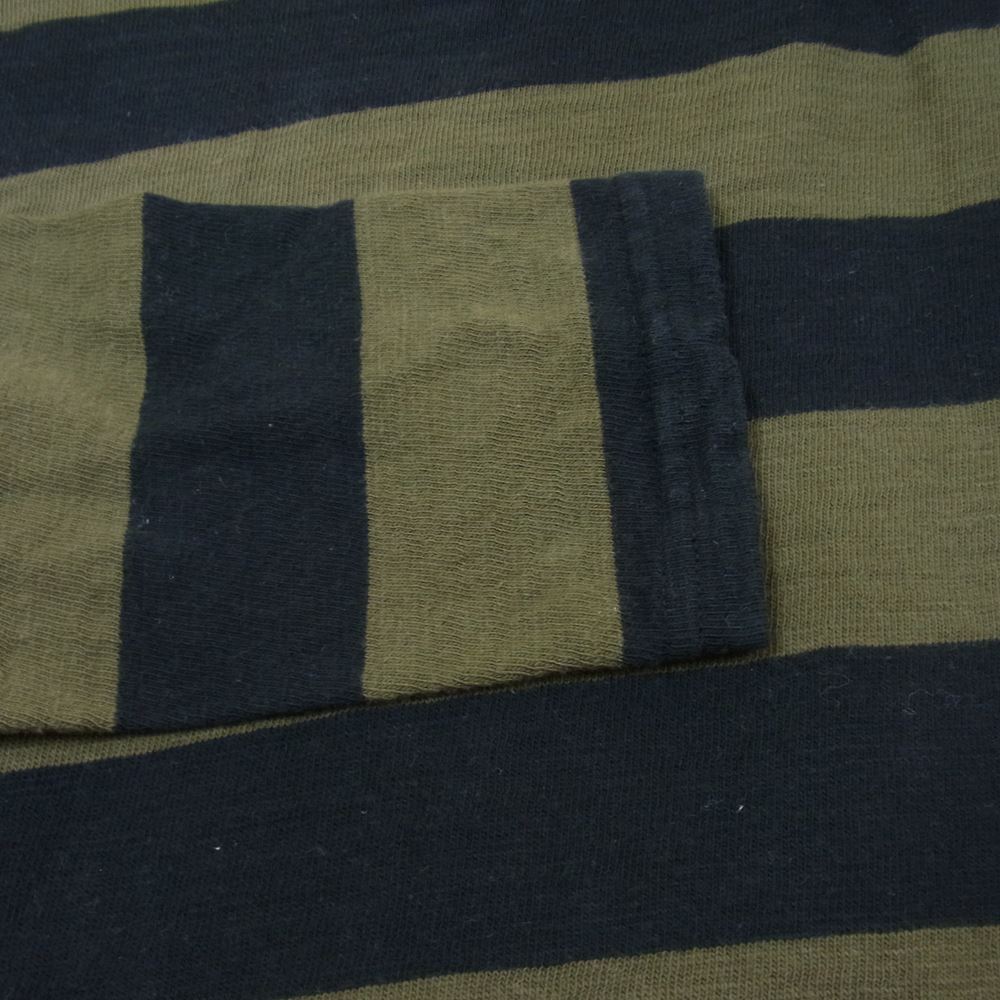 The REAL McCOY'S ザリアルマッコイズ BUCO ブコ STRIPE TEE L/S ストライプ ロング Tシャツ ロンT ボーダー カットソー カーキ系 ブラック系 M【中古】