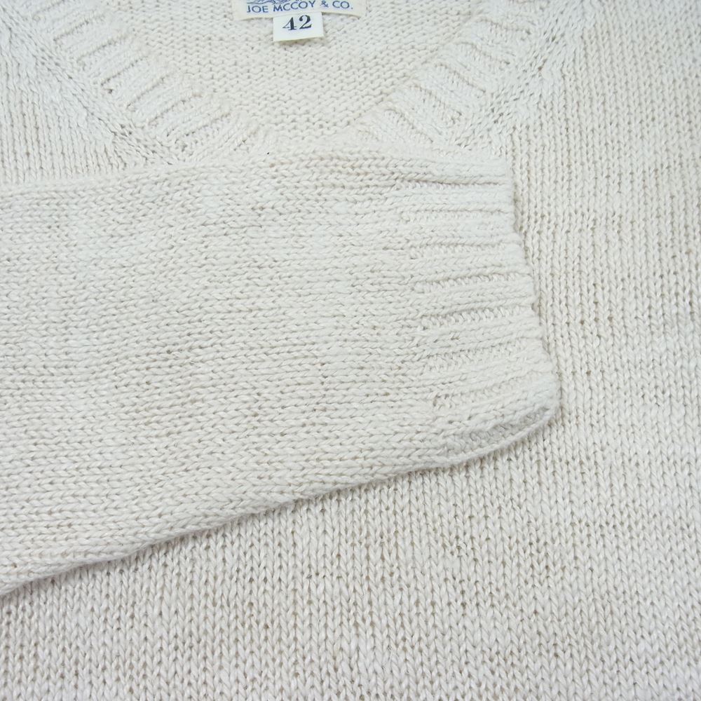 The REAL McCOY'S ザリアルマッコイズ MC19007 JOE McCOY ジョーマッコイ LINEN SUMMER KNIT SWEATER リネン サマー セーター Vネック ニット オフホワイト系 42【中古】