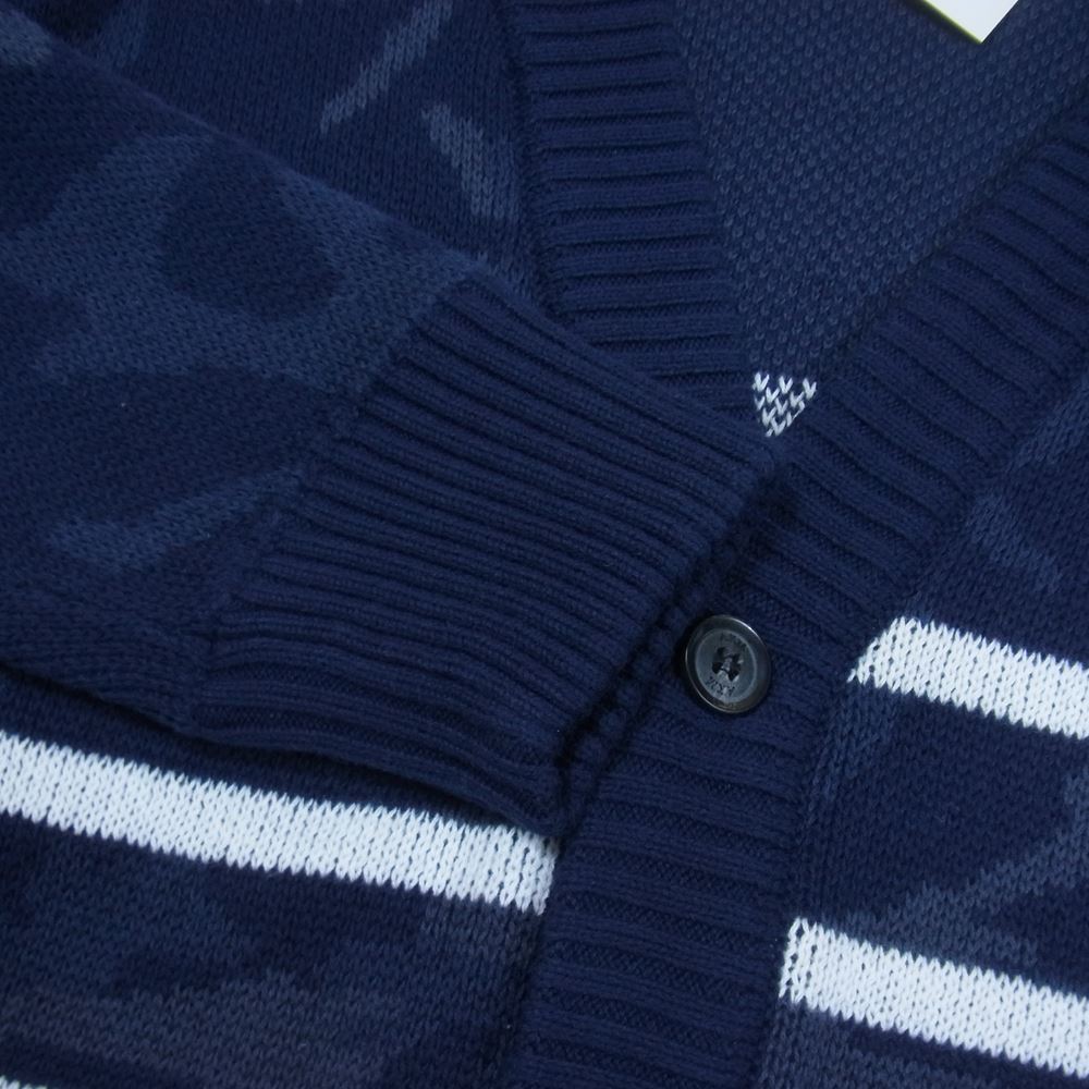 AKM エイケイエム ASK-711 CAMO CARDIGAN カモ ボーダー 迷彩 ニット カーディガン ネイビー系 L【極上美品】【中古】
