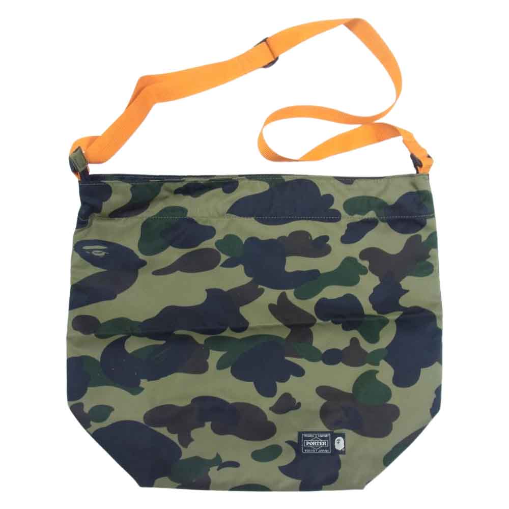 A BATHING APE アベイシングエイプ PORTER STAND 1st CAMO TIGER SNOW BOARD JACKET ポーター ファースト カモ タイガー スノーボード ジャケット グリーン系 S【中古】