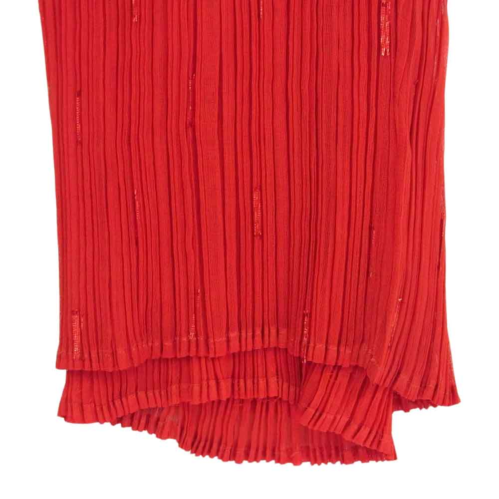 ISSEY MIYAKE イッセイミヤケ IM82-FF601 プリーツ加工 ラメ パンツ レッド レッド系 M【中古】