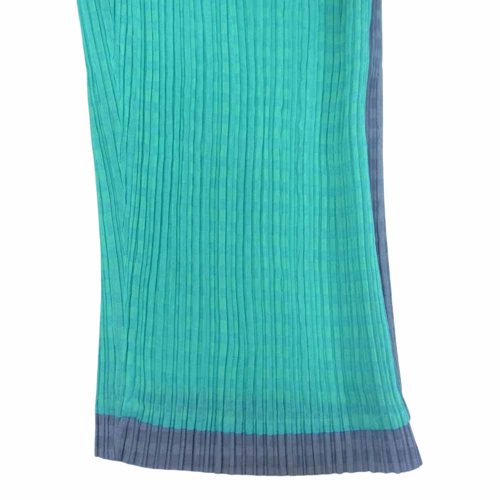 ISSEY MIYAKE イッセイミヤケ IM61-FF801 プリーツ加工 サイドライン チェック パンツ ライトグリーン系 M【中古】