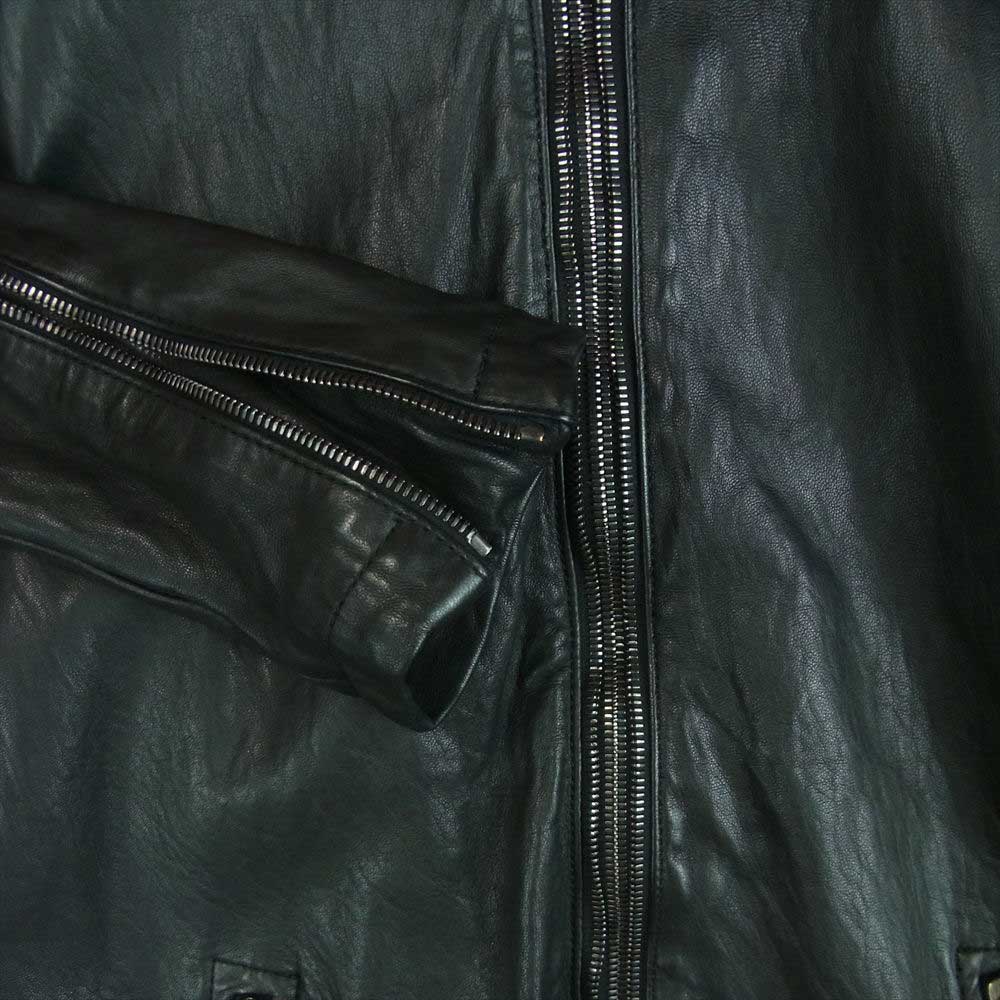 GIORGIO BRATO ジョルジオブラット GU20F9299B 国内正規品 イタリア製 裏地チェック 製品染め ラムレザー シングル ライダース ジャケット ブラック系 50【中古】