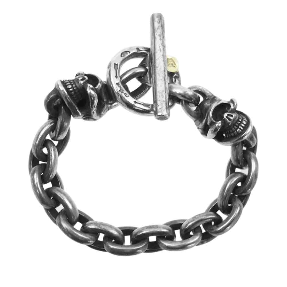 STOPLIGHT ストップライト 2 Skull Link Bracelet 2スカル 金メタル付 リンク ブレス シルバー系【中古】