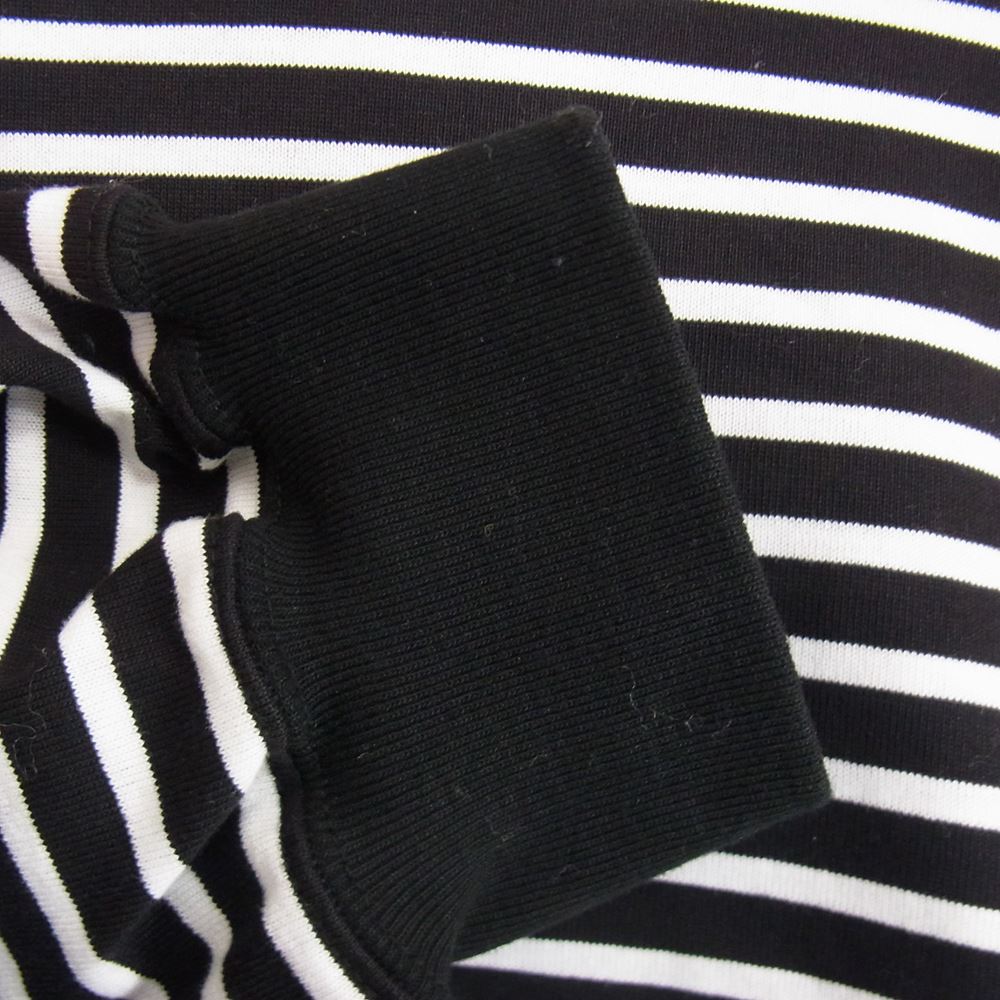 is-ness イズネス BALLOON MOCK LONG SLEEVE T-SHIRT バルーン モックネック ボーダー 長袖 Tシャツ ブラック系 L【美品】【中古】