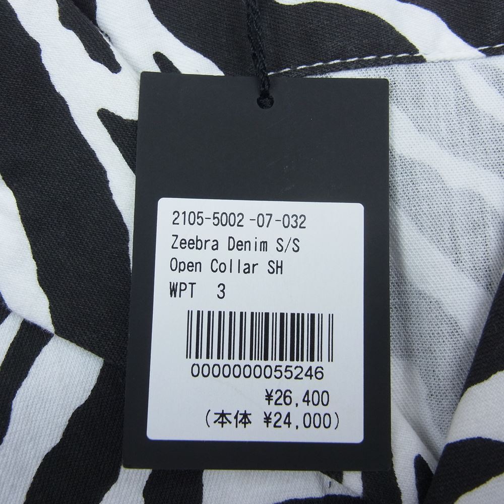 MINEDENIM マインデニム 21SS 2105-5002-07-032 Zeebra Denim S/S Open Collar SH ゼブラ デニム 半袖 オープンカラー シャツ ブラック系 3【新古品】【未使用】【中古】