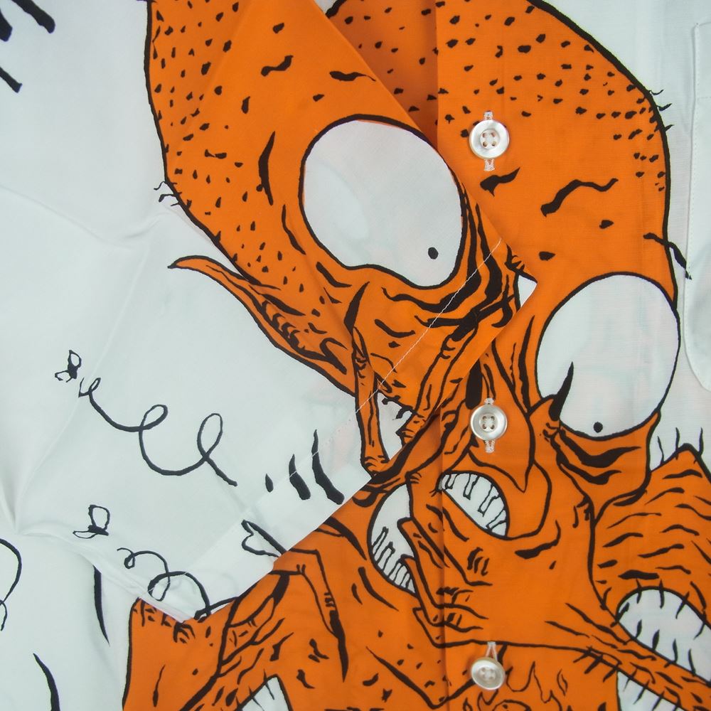 WACKO MARIA ワコマリア 21AW NECKFACE-WM-HI13-A NECK FACE HAWAIIAN SHIRT TYPE 4 ハワイアン レーヨン アロハ 半袖 シャツ ホワイト系 S【新古品】【未使用】【中古】