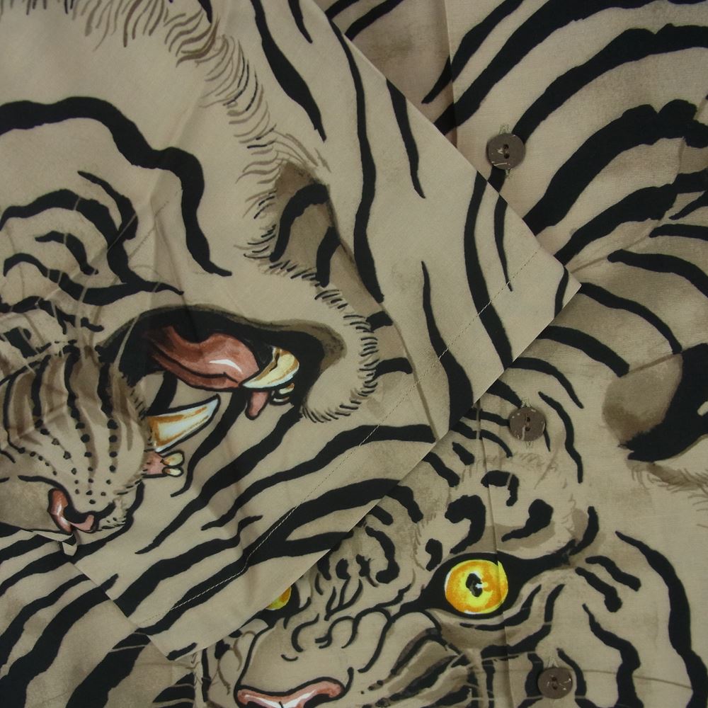 WACKO MARIA ワコマリア 21SS WM-HI047 MIGHTY CROWN マイティ クラウン HAWAIIAN S/S SHIRT TYPE 4 ハワイアン レーヨン アロハ 半袖 シャツ ベージュ系 ONE M【新古品】【未使用】【中古】