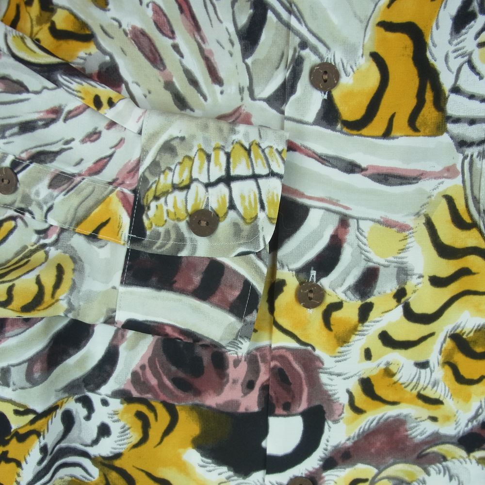 WACKO MARIA ワコマリア 22AW 22FW-WMS-HI02 TIM LEHI ティムリーハイ HAWAIIAN L/S SHIRT TYPE-2 ハワイアン レーヨン アロハ 長袖 シャツ イエロー系 M【新古品】【未使用】【中古】