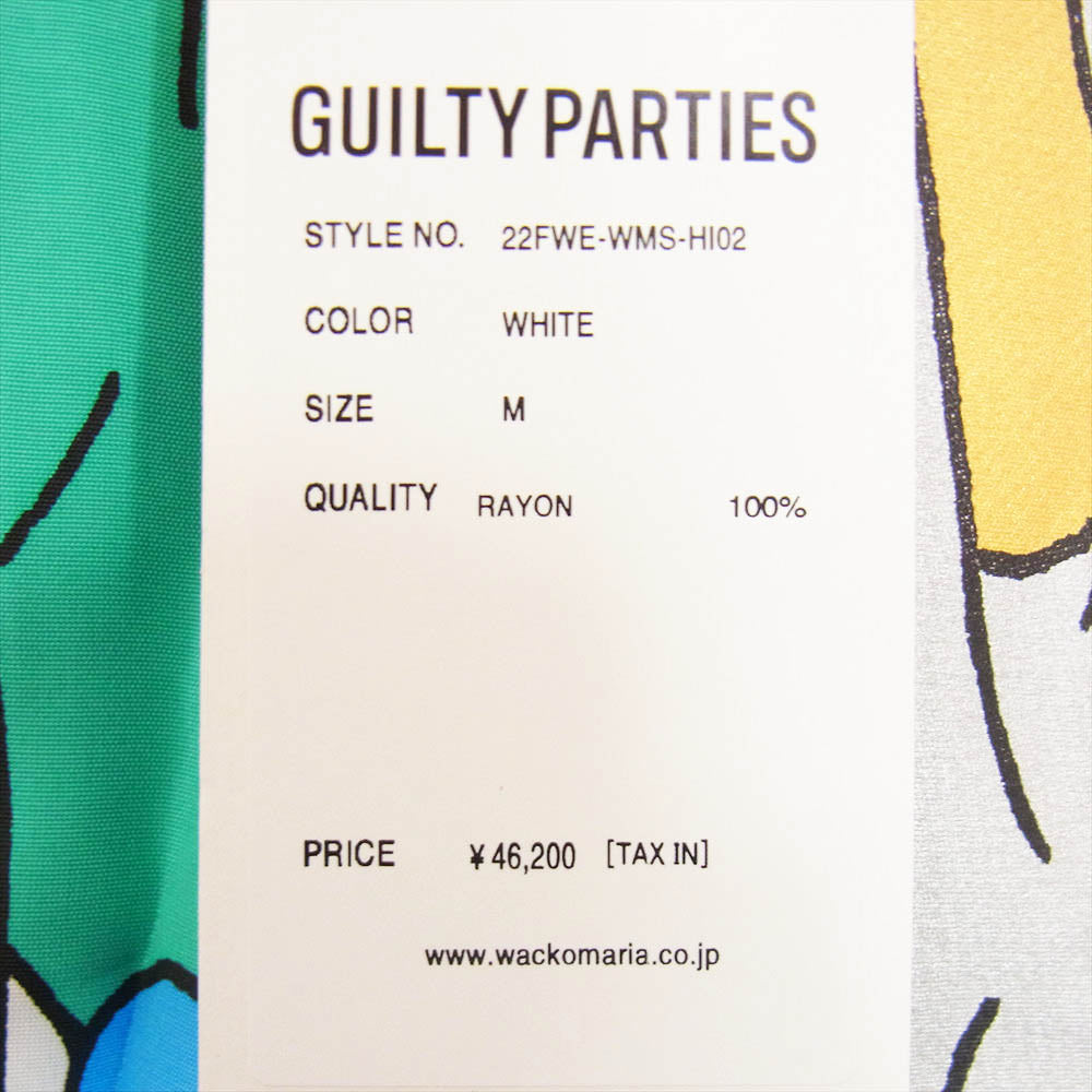 WACKO MARIA ワコマリア 22AW WMS-HI02 HAWAIIAN SHIRT L/S TYPE 1 天国東京百女柄図 ハワイアン レーヨン 長袖 シャツ ホワイト マルチカラー系 M【新古品】【未使用】【中古】