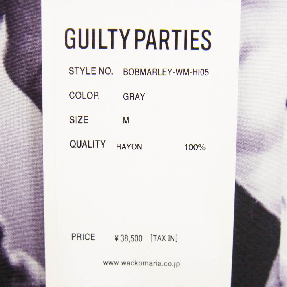 WACKO MARIA ワコマリア 22AW BOBMARLEY-WM-HI05 × BOB MARLEY ボブ マーリー HAWAIIAN SHIRT L/S ハワイアン レーヨン 長袖 アロハ シャツ グレー マルチカラー系 M【新古品】【未使用】【中古】