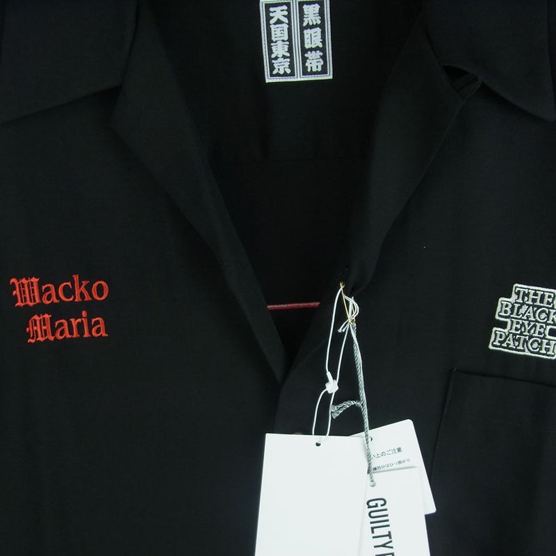 WACKO MARIA ワコマリア 22AW BEP-WM-OC01 BLACK EYE PATCH ブラックアイパッチ 50'S SHIRT L/S  TYPE-1 ロゴ 刺繍 長袖 シャツ ブラック系 M【新古品】【未使用】【中古】