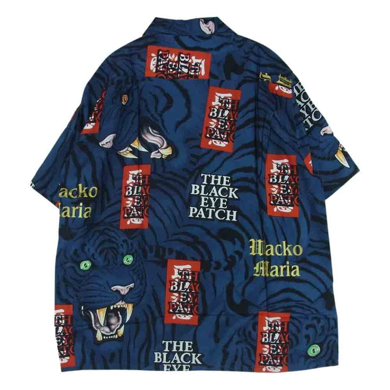 WACKO MARIA ワコマリア 22SS WM-HI01 BLACK EYE PATCH ブラックアイパッチ HAWAIIAN SHIRT S/S  ハワイアン レーヨン アロハ 半袖 シャツ ネイビー系 L【新古品】【未使用】【中古】