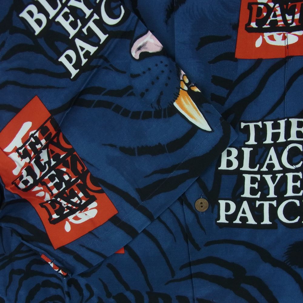 WACKO MARIA ワコマリア 22SS WM-HI01 BLACK EYE PATCH ブラックアイパッチ HAWAIIAN SHIRT S/S ハワイアン レーヨン アロハ 半袖 シャツ ネイビー系 L【新古品】【未使用】【中古】