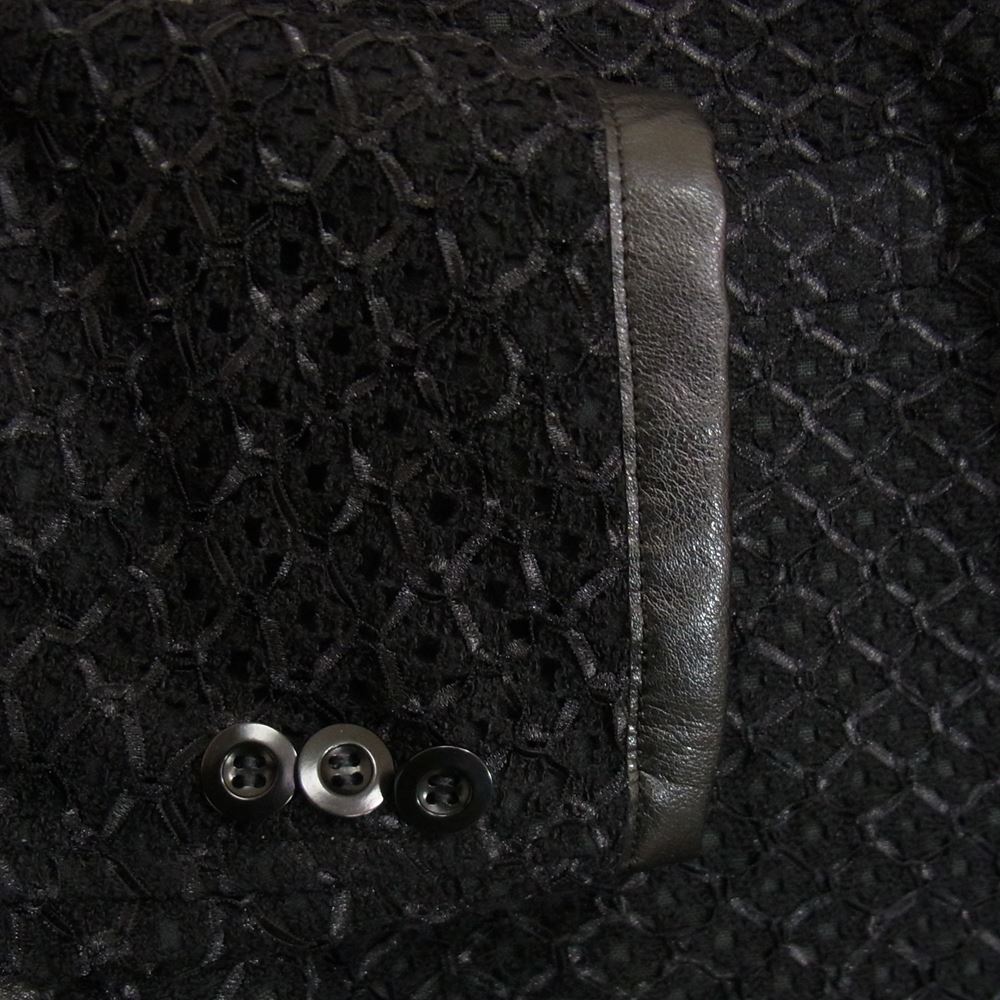JUNYA WATANABE COMME des GARCONS MAN ジュンヤワタナベコムデギャルソンマン 23SS WK-J002-051 レーヨン ナイロンラッセルレース × ウールトロ Jean Michel Basquiat ジャケット ブラック系 M【極上美品】【中古】