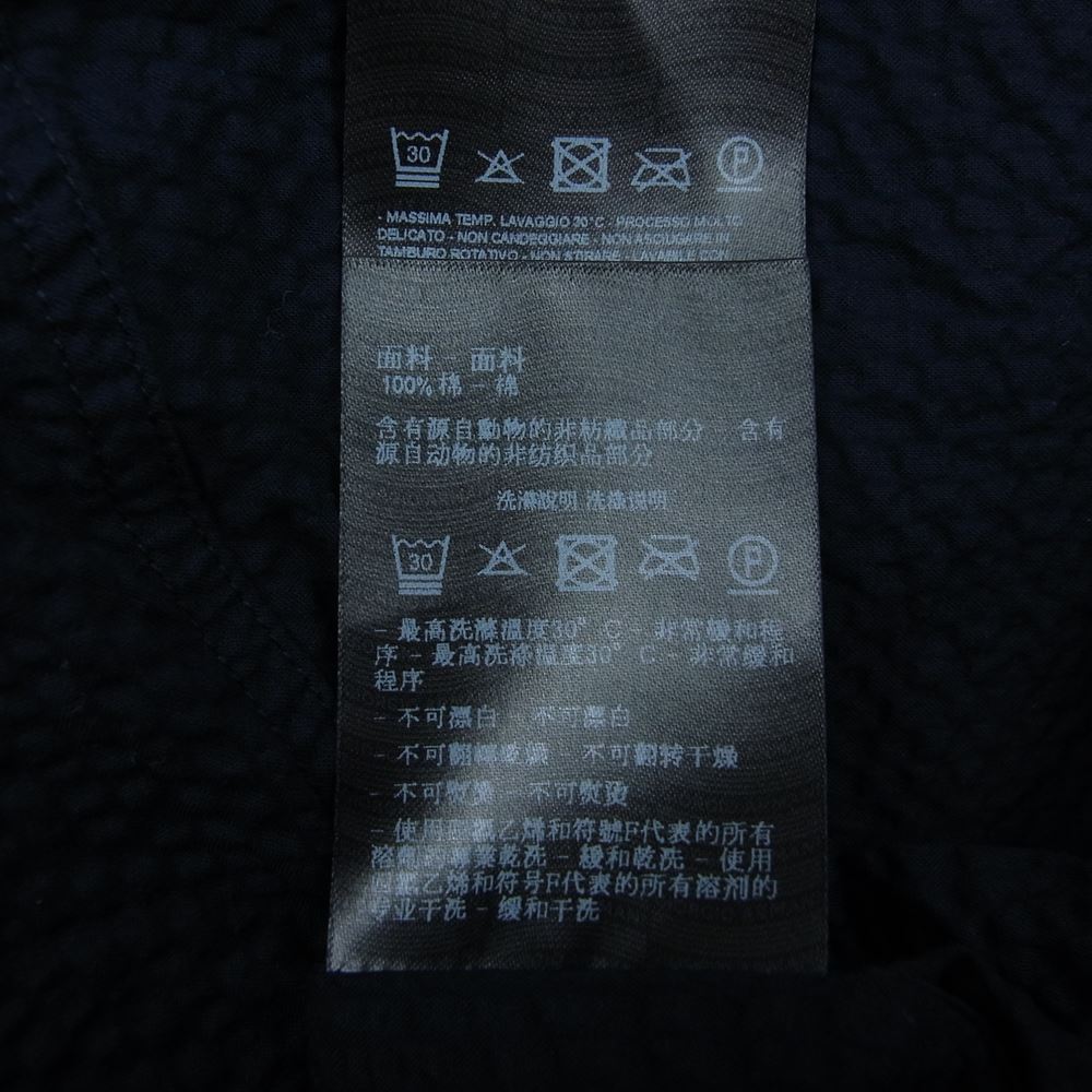 GIORGIO ARMANI ジョルジオアルマーニ 22SS 2SGCCZ95 国内正規品 イタリア製 コットン シアサッカー 半袖 ベースボール シャツ ネイビー系 43/17【美品】【中古】