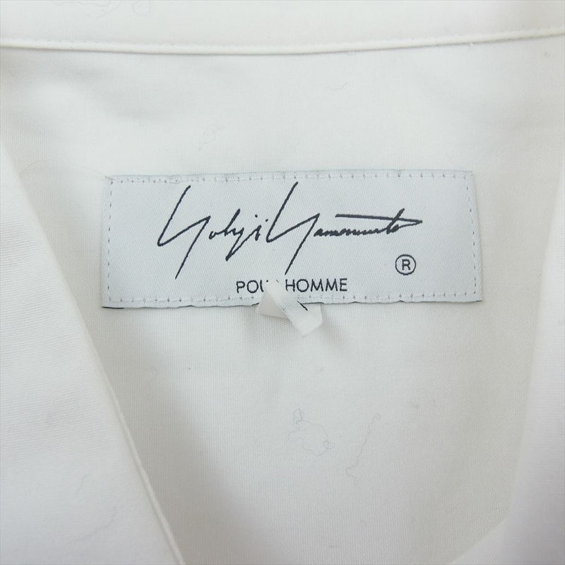 Yohji Yamamoto POUR HOMME ヨウジヤマモトプールオム 21SS HD-B40-826 Detachable Patch Shirt デタッチャブル ボタン パッチ 長袖 シャツ ホワイト系 グレー系【中古】