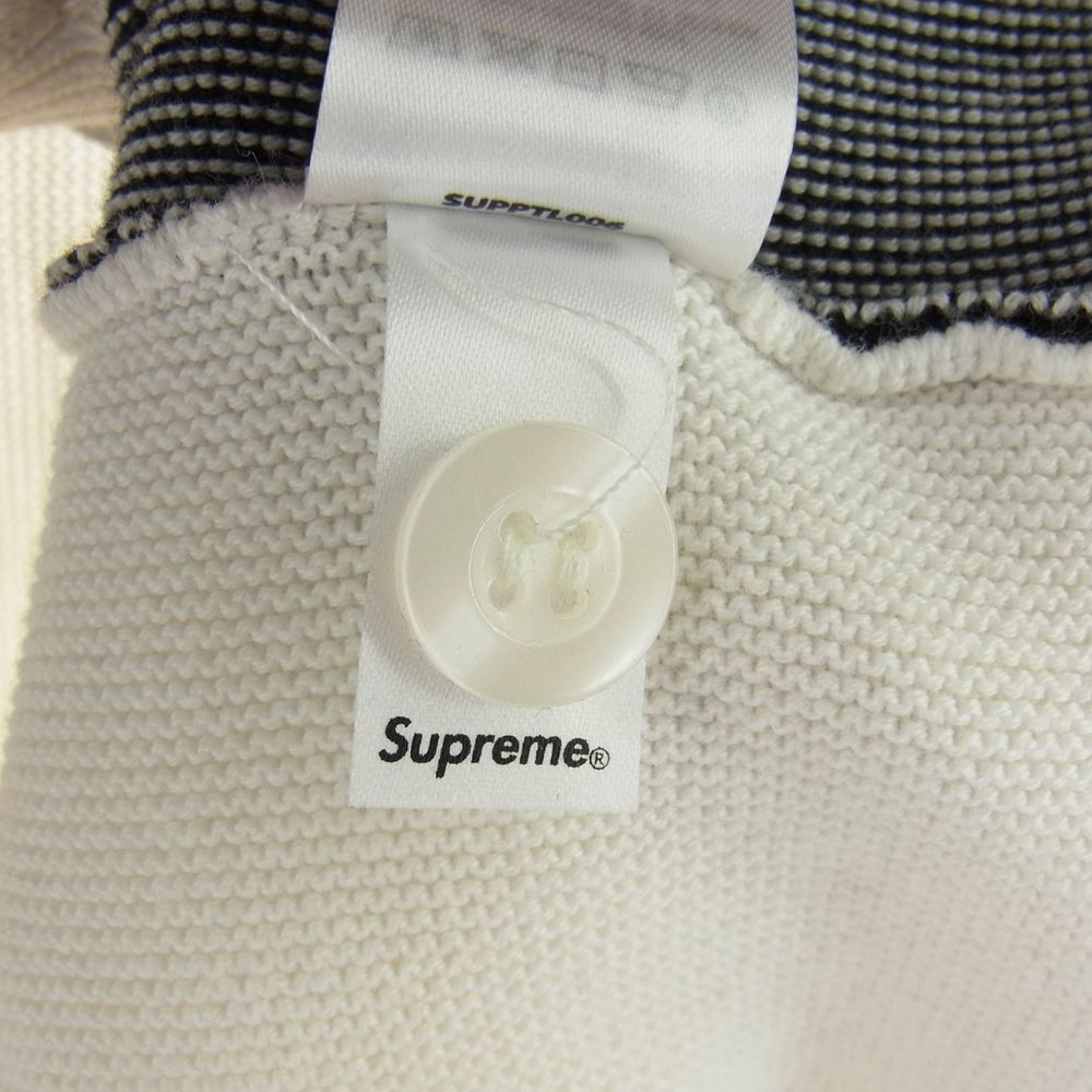 Supreme シュプリーム 22SS Stripe Button Up Polo ストライプ ボタンアップ ニット 半袖 ポロシャツ オフホワイト系 ブラック系 S【中古】