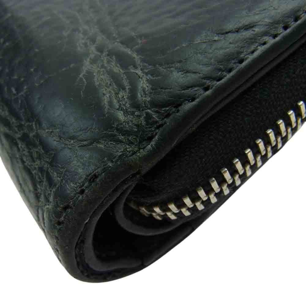 CHROME HEARTS クロムハーツ(原本無) SQ ZIP BILL スクエアジップビル ラウンドジップ レザー ウォレット 財布 ブラック系【中古】