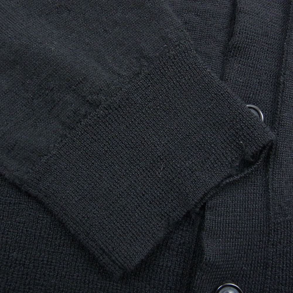 MAISON MARGIELA メゾンマルジェラ 22AW SI1HA0006 S17797 ウール Vネック 長袖 ニット レイヤード ストライプ ダメージ加工 カーディガン ブラック系 L【中古】