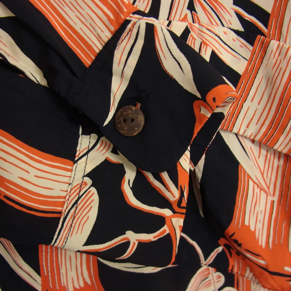 SUN SURF サンサーフ SS20081 レーヨン100% 竹柄 長袖 アロハ シャツ ブラック系 M【中古】