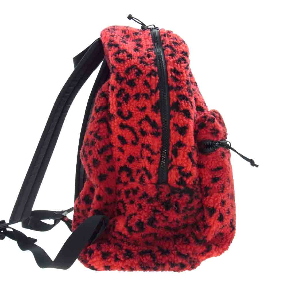 Supreme シュプリーム 17AW  Leopard Fleece Backpack レオパード フリース バックパック デイパック リュック レッド系【中古】