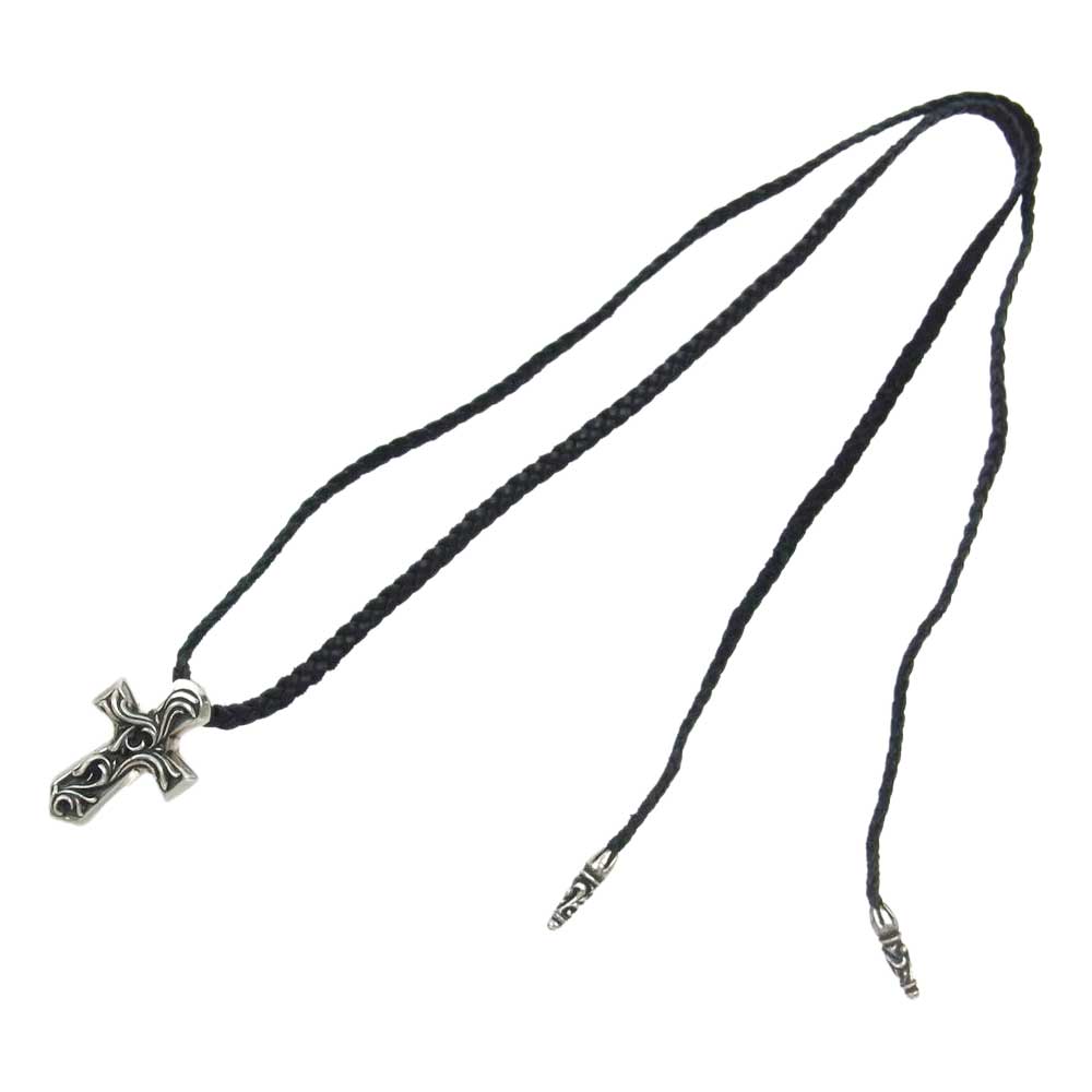 CHROME HEARTS クロムハーツ(原本無) VULCAN CROSS SM BC スモール バルカンクロス レザーブレイド ネックレス シルバー系【中古】