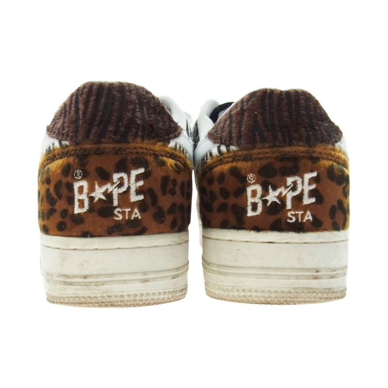 A BATHING APE アベイシングエイプ 20周年 BAPESTASTA ANIMAL MIX ベイプスター アニマル スニーカー ブラウン系  ホワイト系 ブラック系 26cm【中古】