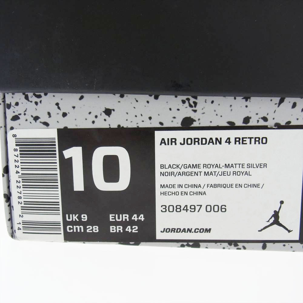 NIKE ナイキ 308497-006 AIR JORDAN 4 RETRO エア ジョーダン 4 レトロ スニーカー オルタネイト ブラック系 28.0cm【中古】