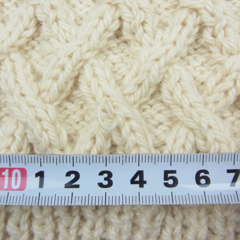 INVERALLAN インバーアラン 1A 緑タグ スコットランド製 ウール フィッシャーマン ニット セーター オフホワイト系 42【中古】
