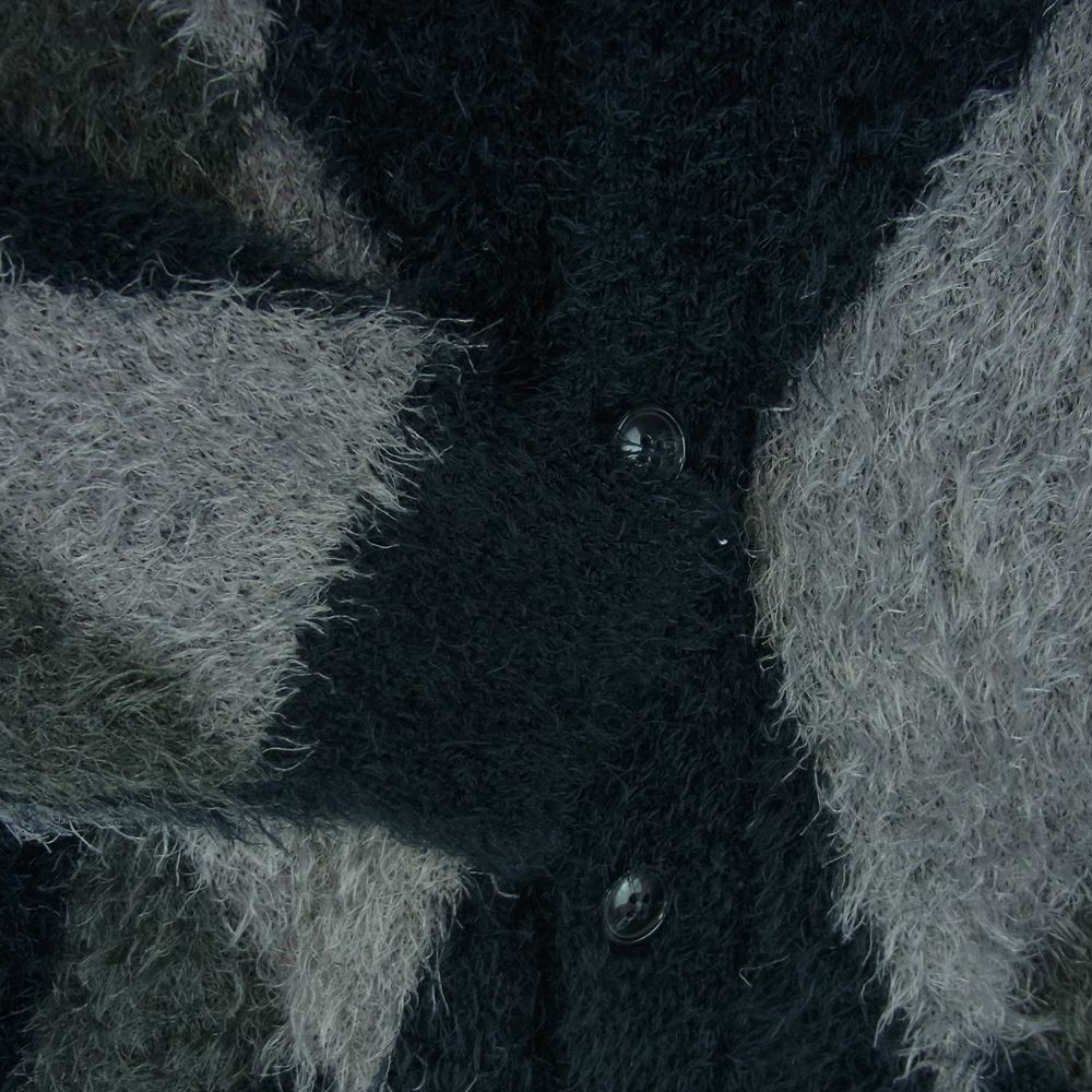 NUMBER(N)INE ナンバーナイン NMBcd613 RE Number (N)ine FEATHERY YARN ARGYLE JACQYARD KNIT CARDIGAN フェザーヤーン アーガイル ニット カーディガン ダークグレー系 2【極上美品】【中古】