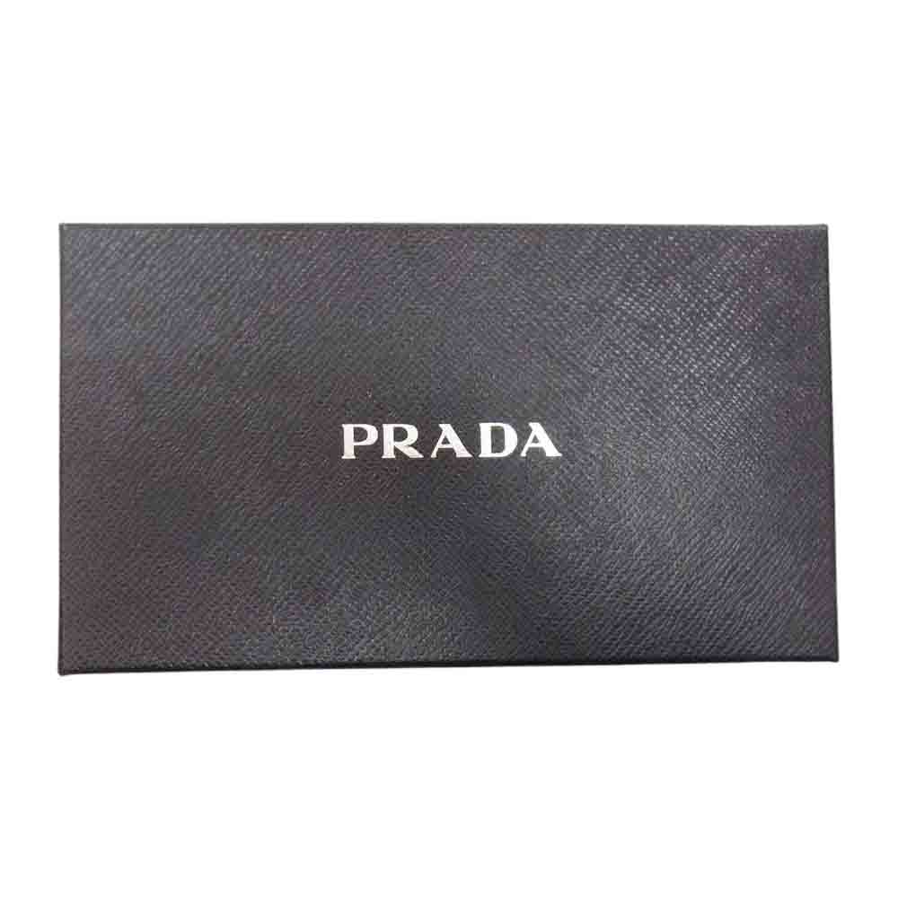 PRADA プラダ パスケース付き ロゴ レザー ロングウォレット 長財布 ブラック系【中古】