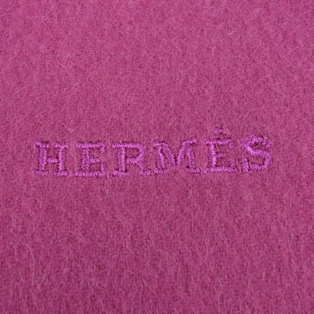 HERMES エルメス 英国製 カシミヤ100％ フリンジ マフラー ピンク系【中古】