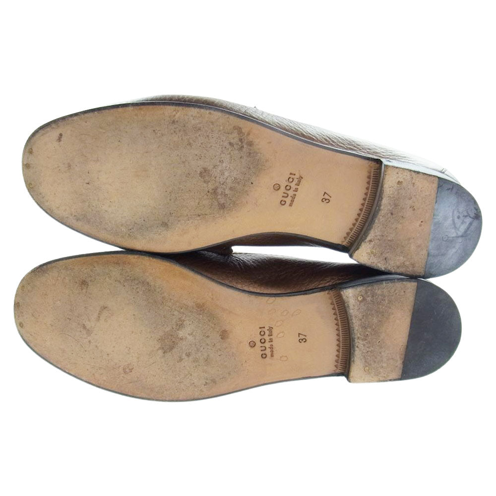 GUCCI グッチ 1953 ホースビット レザー ローファー メタリックブラウン系 37【中古】