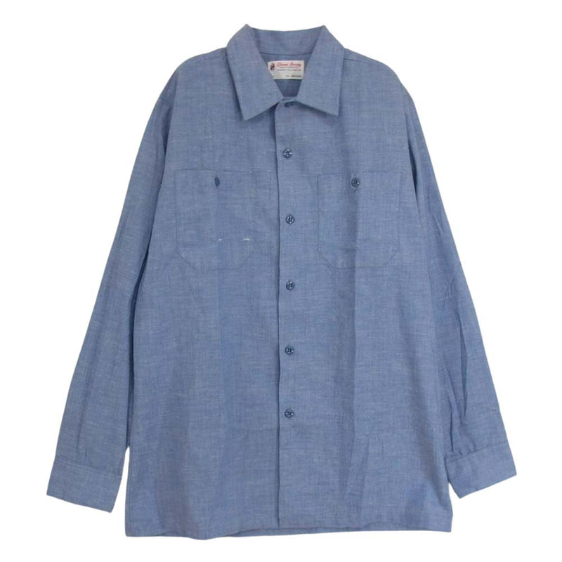 グレンベリー 60s 70s ヴィンテージ Chambray Shirts シャンブレー シャツ ブルー系 M【中古】