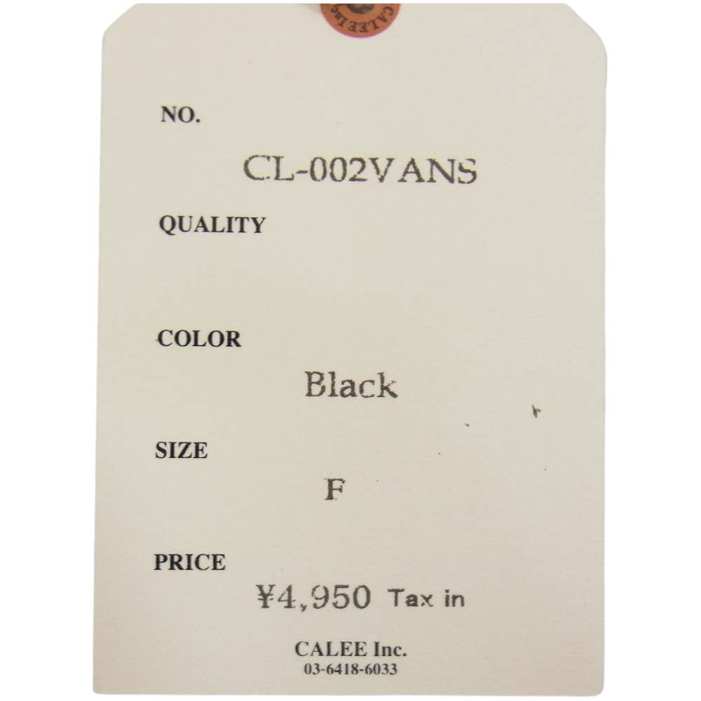 CALEE キャリー 22AW CL-002VANS 122C1160199 VANS FOL Wappen cap バンズ ワッペン キャップ ブラック系 F【新古品】【未使用】【中古】