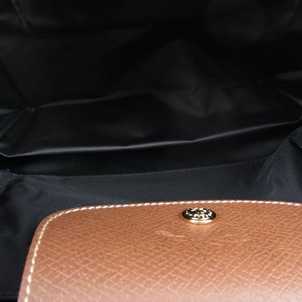 ロンシャン 折りたたみ ナイロン レザー切替 トートバッグ ブラック系【極上美品】【中古】