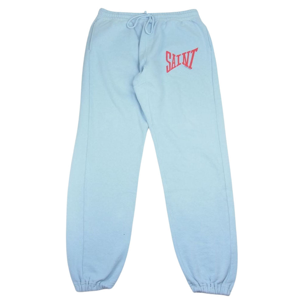 セントマイケル SAINT MICHAEL 22SS SM-S22-0000-053 ロゴプリント スウェットパンツ サックスブルー XL【美品】【中古】 セントマイケル 22SS SM-S22-0000-053 ロゴプリント スウェットパンツ