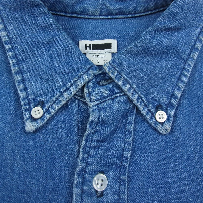 エイチ ビューティアンドユース 20AW 1211-299-7626 BITING DENIM BIG BD SHIRT バイティング デニム ビッグ  ボタンダウン シャツ インディゴブルー系 M【中古】