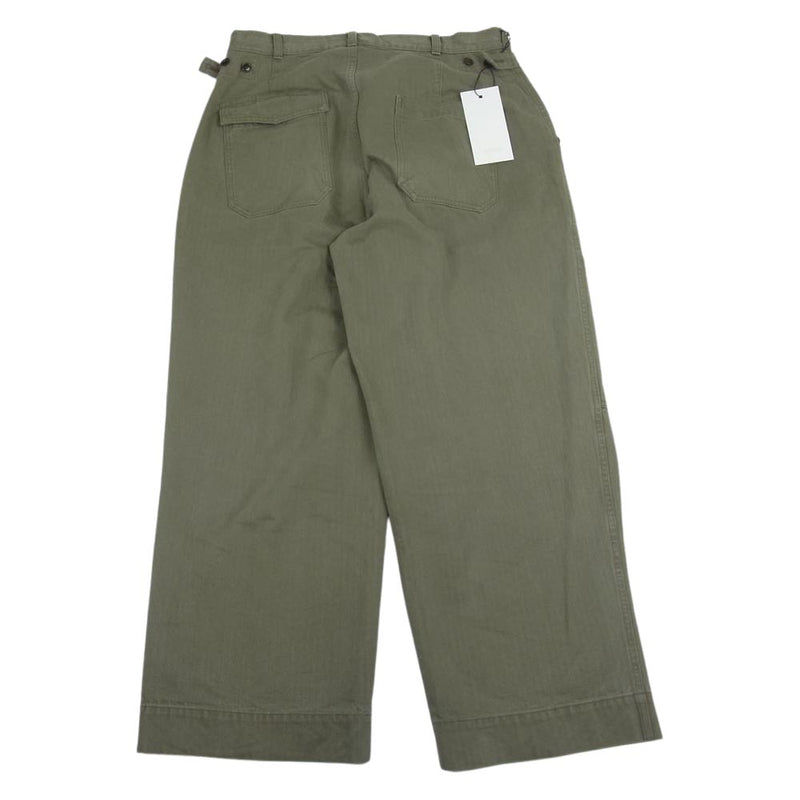 アプレッセ 21AW 21AAP-04-03M USAF Hemmed Bottoms Pants ヘリンボーン ミリタリー ワイドパンツ カーキ系  2【中古】