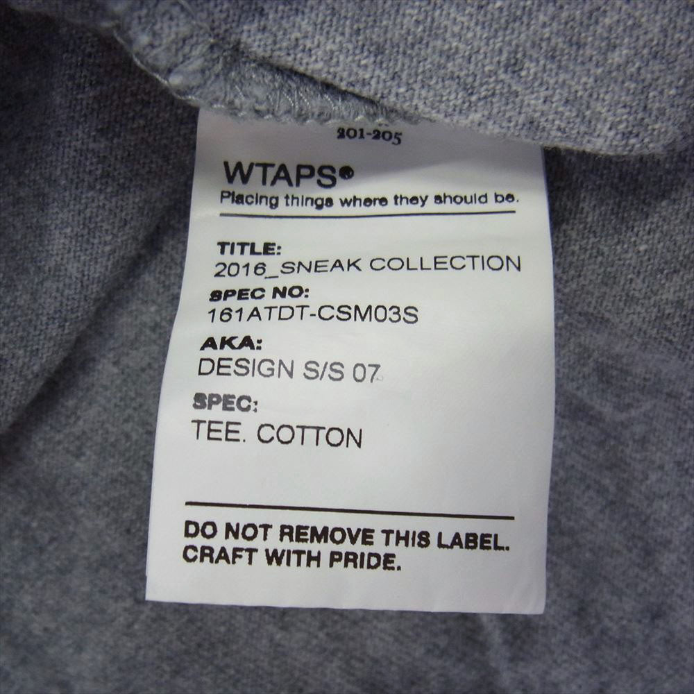 WTAPS ダブルタップス 16SS 161ATDT-CSM03S DESIGN S/S 07 半袖 TEE Tシャツ グレー系 L【中古】