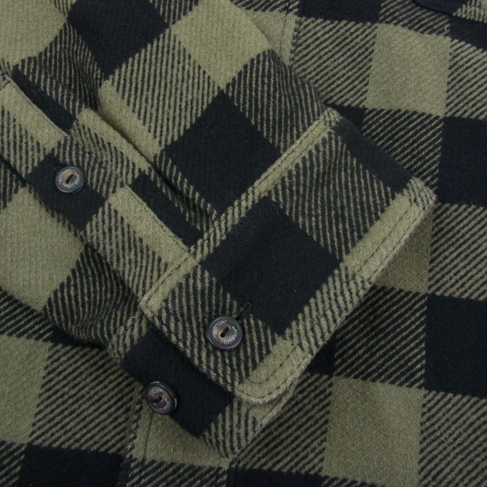 OFF-WHITE オフホワイト 21AW OMGA133F21FAB001 国内正規品 Plaid flannel shirt バックアロー ブロックチェック フランネル シャツ ブラック系 カーキ系 XL【中古】
