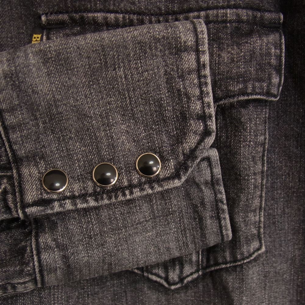 RUDE GALLERY BLACK REBEL ルードギャラリーブラックレーベル BR2735-3 ROAD JACK DENIM SHIRT VINTAGE WASHED ロード ジャック ウォッシュド ビンテージ加工 デニム シャツ ブラック系 M【美品】【中古】