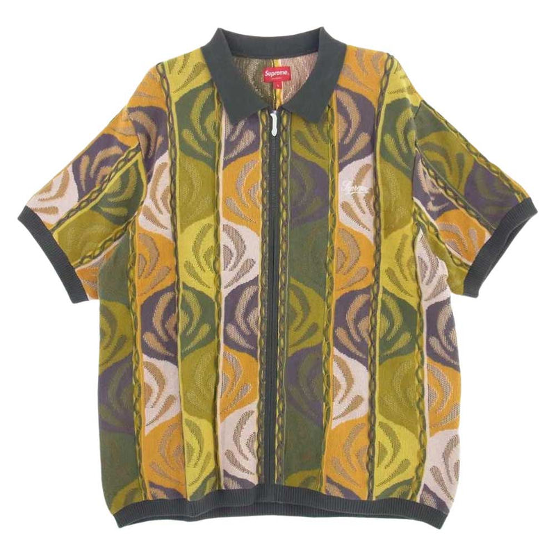 Supreme Abstract Textured Zip Up Polo L着丈70cm