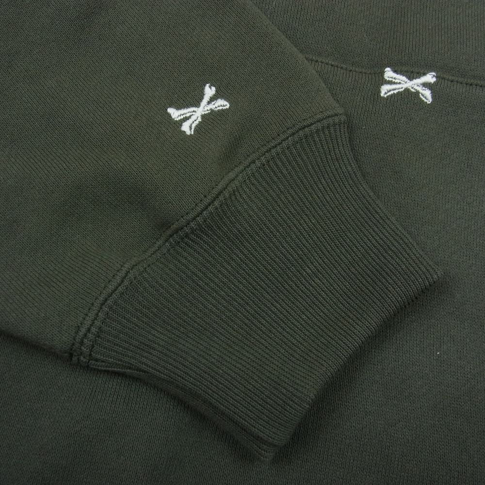 WTAPS ダブルタップス 22AW 222ATDT-CSM26 ACNE HOODY CTPL TEXTILE クロスボーン 刺繍 総柄 パーカー カーキ系 3【新古品】【未使用】【中古】