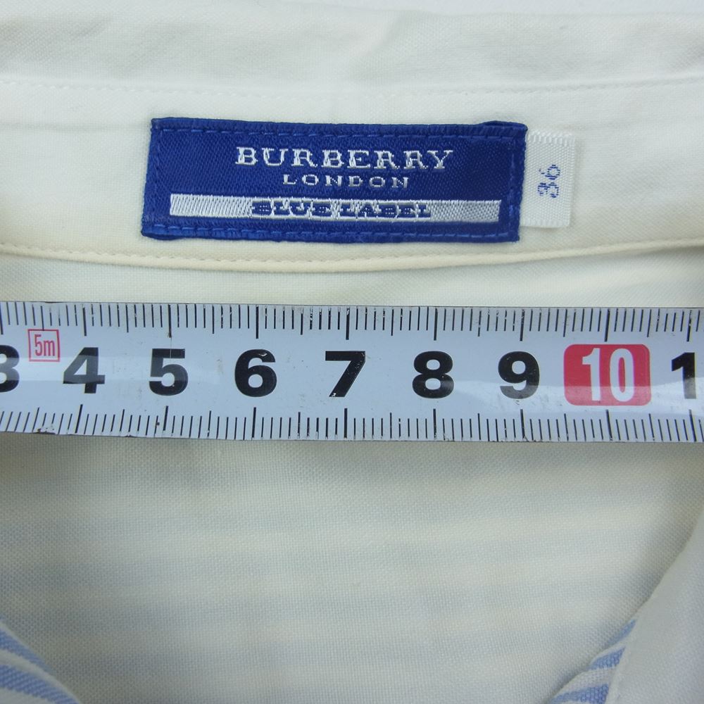BURBERRY BLUE LABEL バーバリーブルーレーベル E1J16-777-40 BLUE LABEL ブルーレーベル ベルト ストライプ 切替 ワンピース ベージュ系 ブルー系 36【中古】