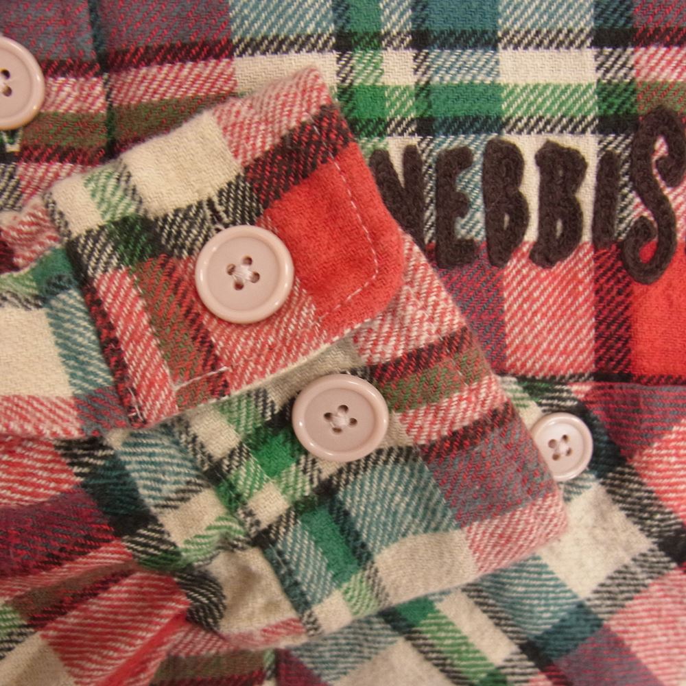 WEIRDO ウィアード 16AW WRD-16-AW-015 エルボーパッチ 刺繍 長袖 ネル シャツ マルチカラー系 レッド系 グリーン系 S【中古】